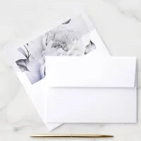 Wedding | Rustic Lilac and Alabaster Peony Floral Envelope Liner