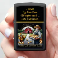 Golden Eggs in Hand, an Egg Farmer at Dawn Zippo Lighter