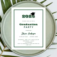 Green white 2025 Graduation Party invitation