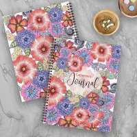 Colorful Vibrant Hand-drawn Flowers and Leaves Notebook