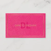 Pink Leather Grain Look Black Charcoal Gold Business Card