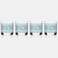 Southwest Winter Blue and White Snowflakes Whiskey Glass