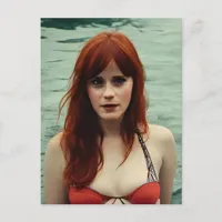 Woman With Red Hair Swims Postcard