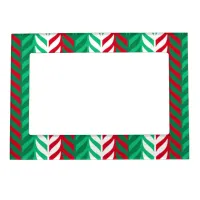 Leaves Pattern with Christmas Colors Magnetic Frame