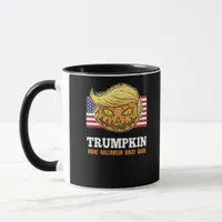 Trumpkin Halloween Pumpkin With Flag Scary Design  Mug