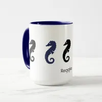 Mug - Sea Horses with Name (navy & Black)