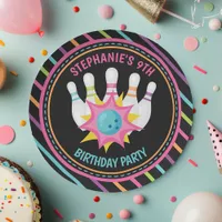 Rainbow Neon Bowling Birthday Party Paper Plates