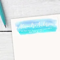 Serene Blue Teal Watercolor Return Address Label