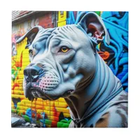 Urban Graffiti Street Art City Pitbull Lover Ceramic Tile