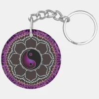 Purple Balance Energy Yin Yang Keychain