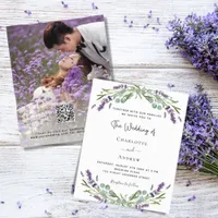 Lavender florals photo QR RSVP budget wedding