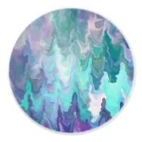 Purple, Teal and Turquoise Abstract Ceramic Knob