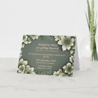 Folded Colorful Floral Cream & Green Invitation