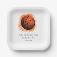 White orange  basketball birthday / bachelor party paper plates