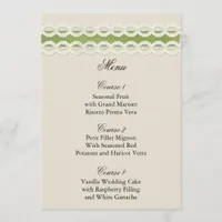 FAUX burlap and lace lime country wedding Menu