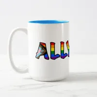 Ally Pride Mug: Vibrant Colors & Coffee Crazies Two-Tone Coffee Mug