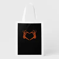 Skeleton Hand Heart Sign Costume Halloween Design Grocery Bag