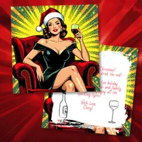 Wine Humor | Personalized Retro Pop Art Christmas Holiday Card