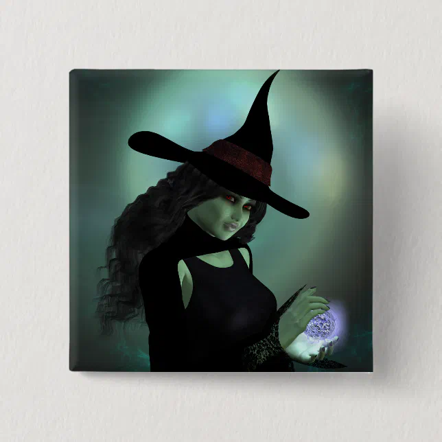 Wicked Witch Casting a Spell Pinback Button