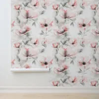 Watercolor Blush Anemone Floral Wallpaper