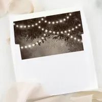 Brown Rustic Tree String Of Lights Wedding Envelope Liner