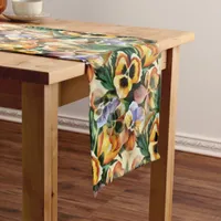 Graceful Stylish Gorgeous Vintage Pattern Pansies Short Table Runner