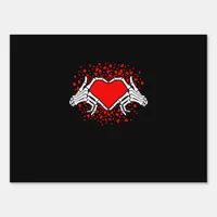 Funny Skeleton Hand Heart Valentines Day Playful Sign