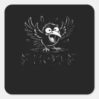 Crow, Retro F-Caw-F Bird Crow Funny Crow Bird Cawi Square Sticker