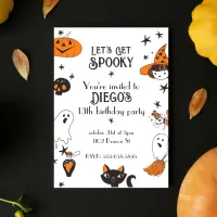 Halloween Birthday Let's Get Spooky Cute Doodles Invitation