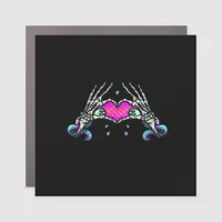 In Death Skeleton Heart Hands Classic Style Car Magnet