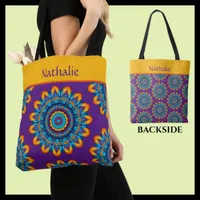 Vibrant Colorful Purple Boho Style Tote Bag