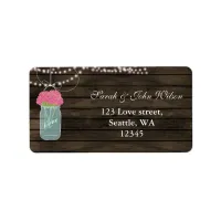 pink flowers mason jar address label