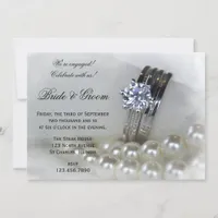 Diamond Rings and White Pearls Engagement Party Invitation