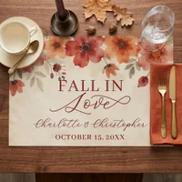 Fall In Love Autumn Floral Wedding Paper Placemat