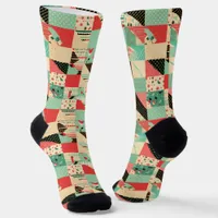 Patchwork Winter Colorful Country Homestead Socks