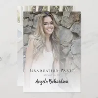 Modern Graduation Photo Script Typography Party Invitation
