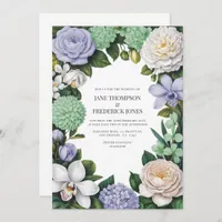 Lavender, Mint Green & White Floral Wedding Invitation