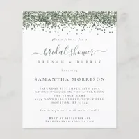 PAPER Green Glitter Bridal Shower Invitation