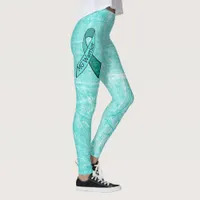 White MG Warrior Awareness Ribbon Leggings