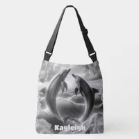 Monogram Black & White Dolphins Ocean | Crossbody Bag
