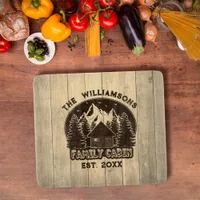 Rustic Wood Family Cabin Reunion Decor Brown Name  Cutting Board