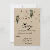 Rustic Woodland Love Birds Celebration RSVP Card