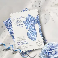 Vintage Delft Bow Something Blue Bridal Shower Invitation