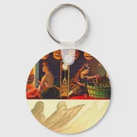 Vintage Women, Ghost and Jack o' Lanterns Keychain