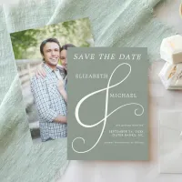 Modern Sage Green Ampersand Elegant Photo Save The Date