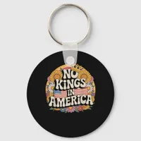 No Kings In America Patriotic Vintage Graphic Look Keychain