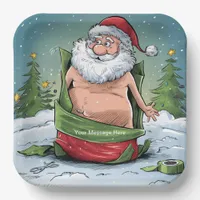 Funny Dirty Santa Christmas Collection Paper Plates