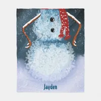 Snowman Christmas Personalized Fun Holiday Medium Fleece Blanket