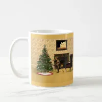 Cute Mouse Decorating a Christmas Tree Coffee Mug