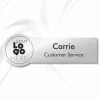 Custom Round Company Logo Metallic Silver Name Tag